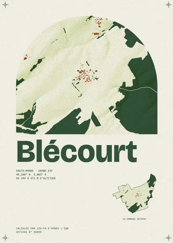 Affiche de Blécourt, calculée par 123-fr d'après l'IGN