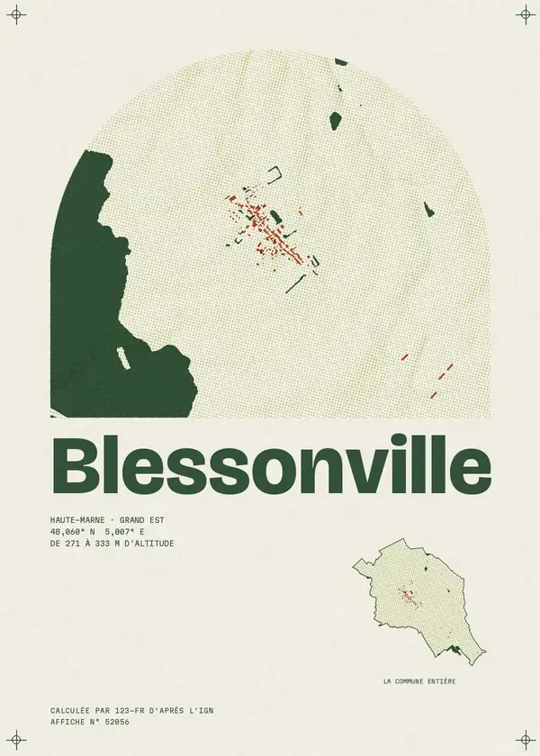Affiche de Blessonville, calculée par 123-fr d'après l'IGN