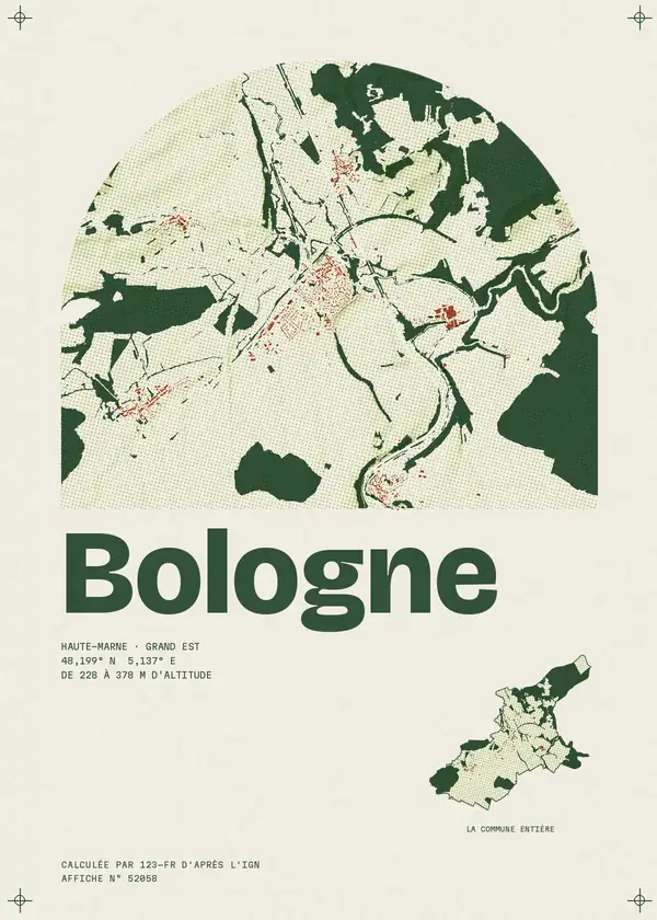 Affiche de Bologne, calculée par 123-fr d'après l'IGN