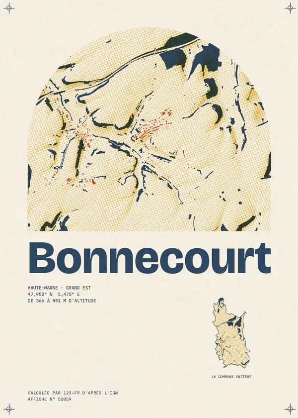 Affiche de Bonnecourt, calculée par 123-fr d'après l'IGN