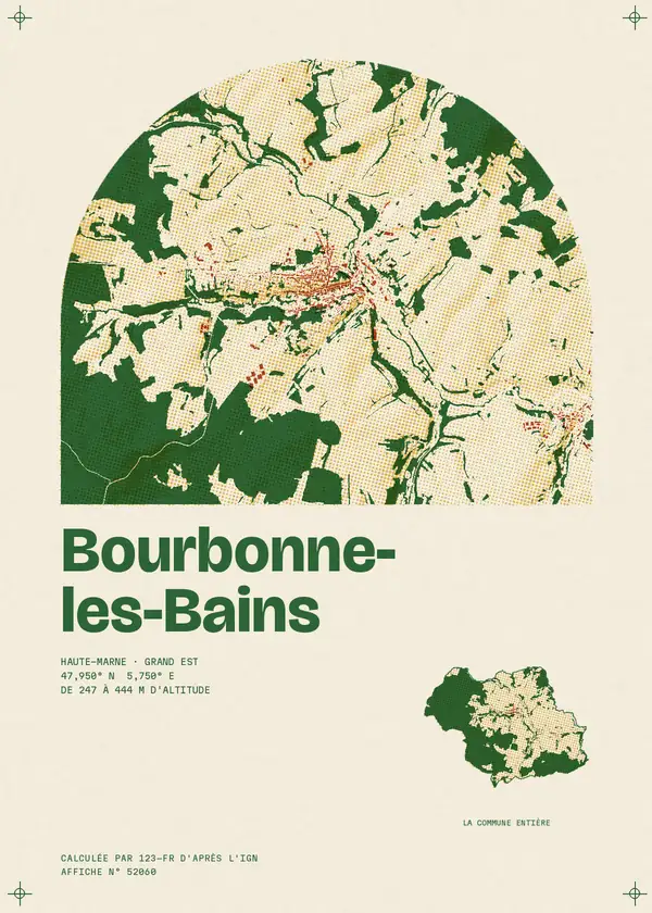 Affiche de Bourbonne-les-Bains, calculée par 123-fr d'après l'IGN