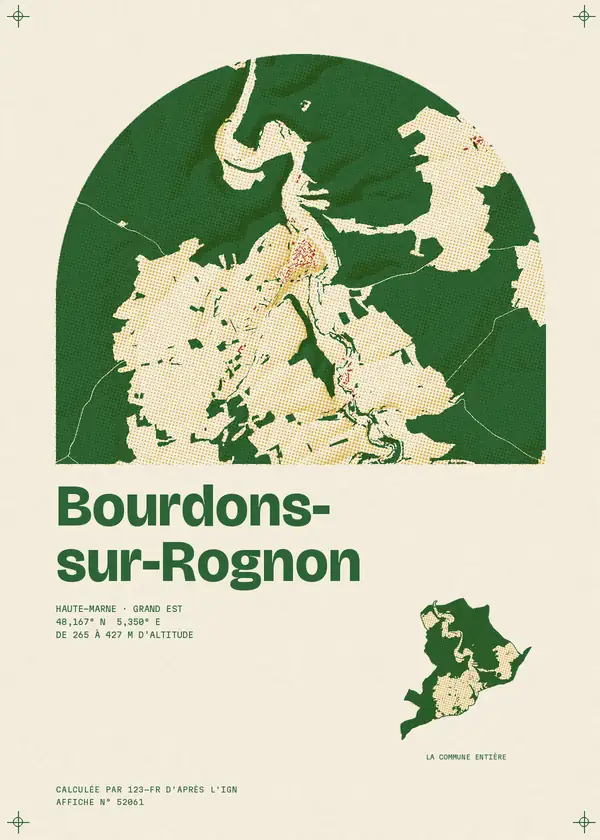 Affiche de Bourdons-sur-Rognon, calculée par 123-fr d'après l'IGN