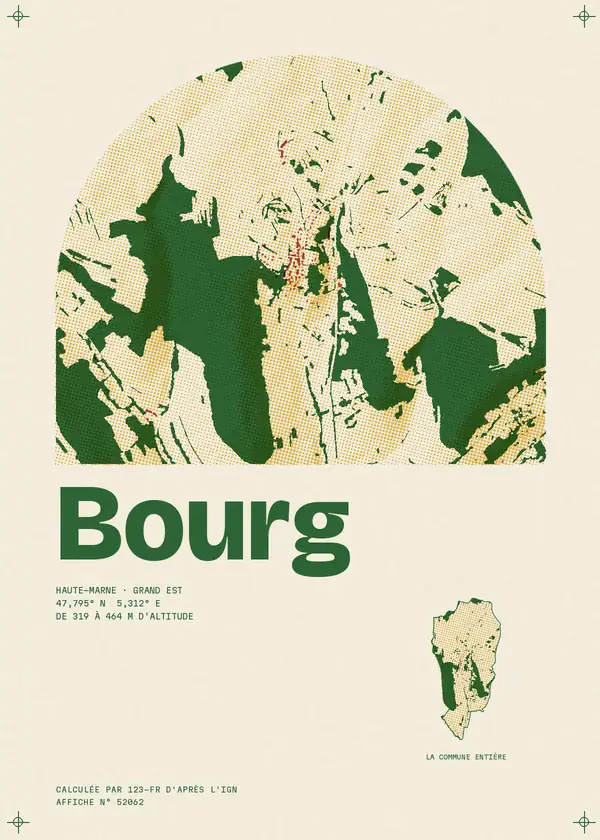 Affiche de Bourg, calculée par 123-fr d'après l'IGN