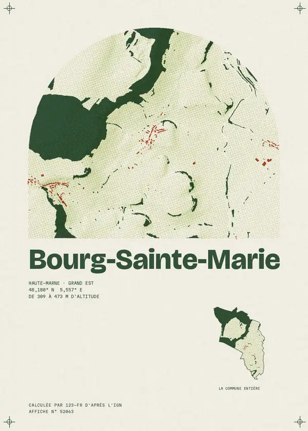 Affiche de Bourg-Sainte-Marie, calculée par 123-fr d'après l'IGN