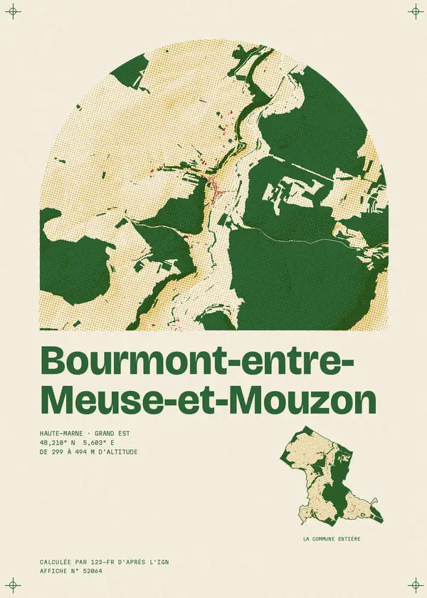 Affiche de Bourmont-entre-Meuse-et-Mouzon, calculée par 123-fr d'après l'IGN