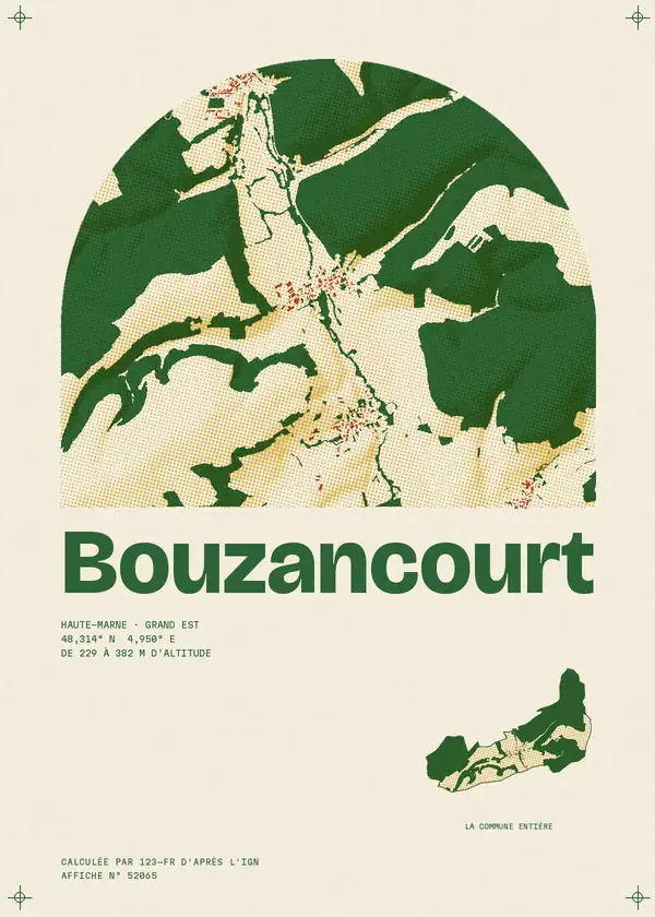 Affiche de Bouzancourt, calculée par 123-fr d'après l'IGN