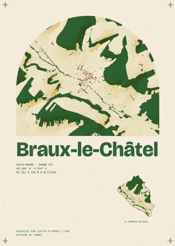 Affiche de Braux-le-Châtel, calculée par 123-fr d'après l'IGN