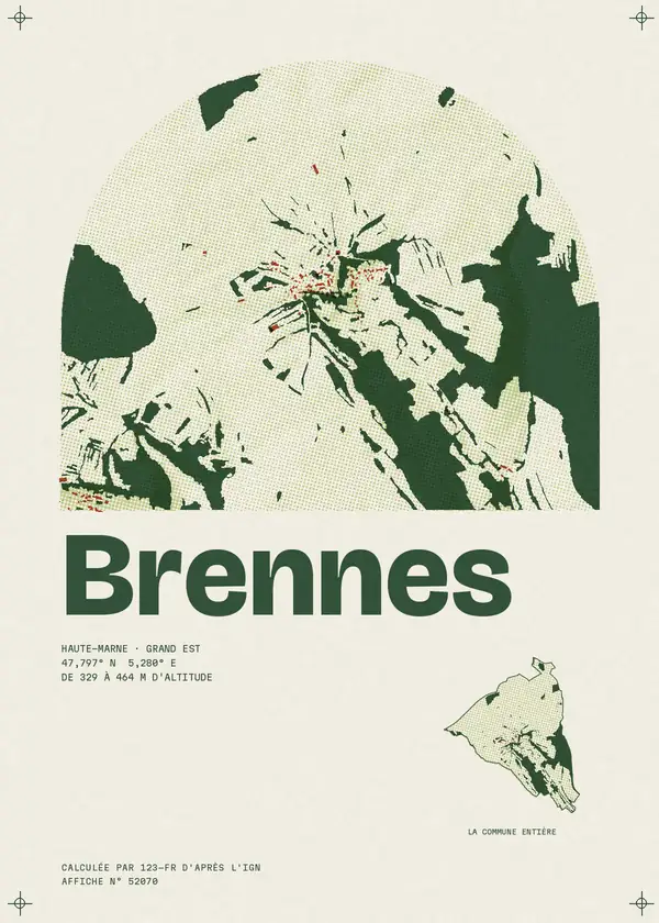 Affiche de Brennes, calculée par 123-fr d'après l'IGN