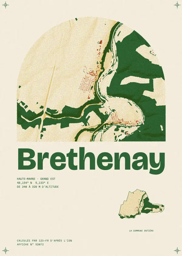 Affiche de Brethenay, calculée par 123-fr d'après l'IGN