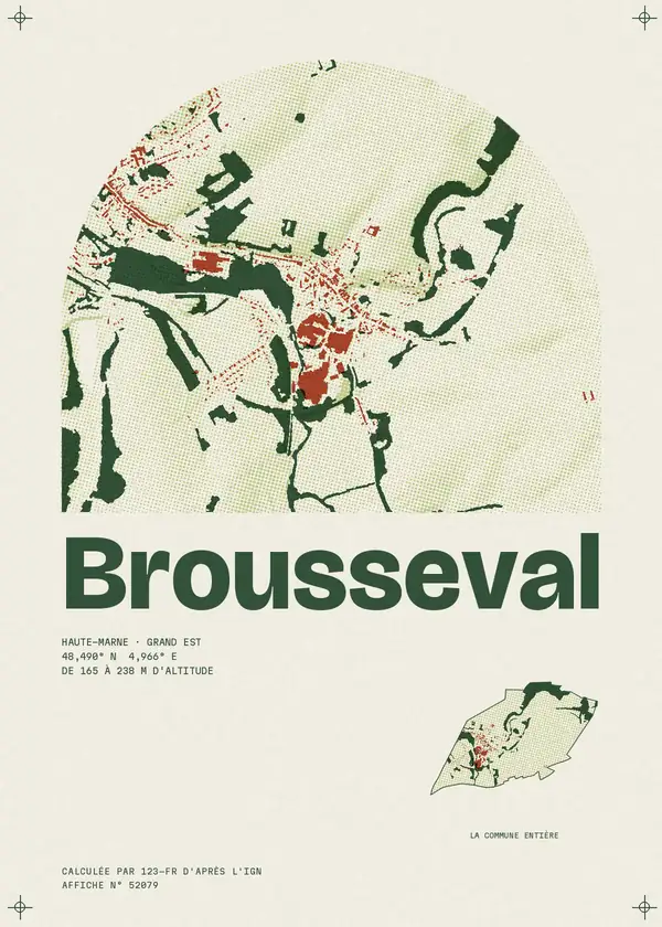 Affiche de Brousseval, calculée par 123-fr d'après l'IGN