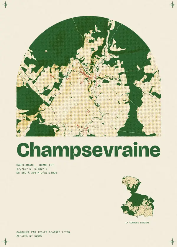Affiche de Champsevraine, calculée par 123-fr d'après l'IGN