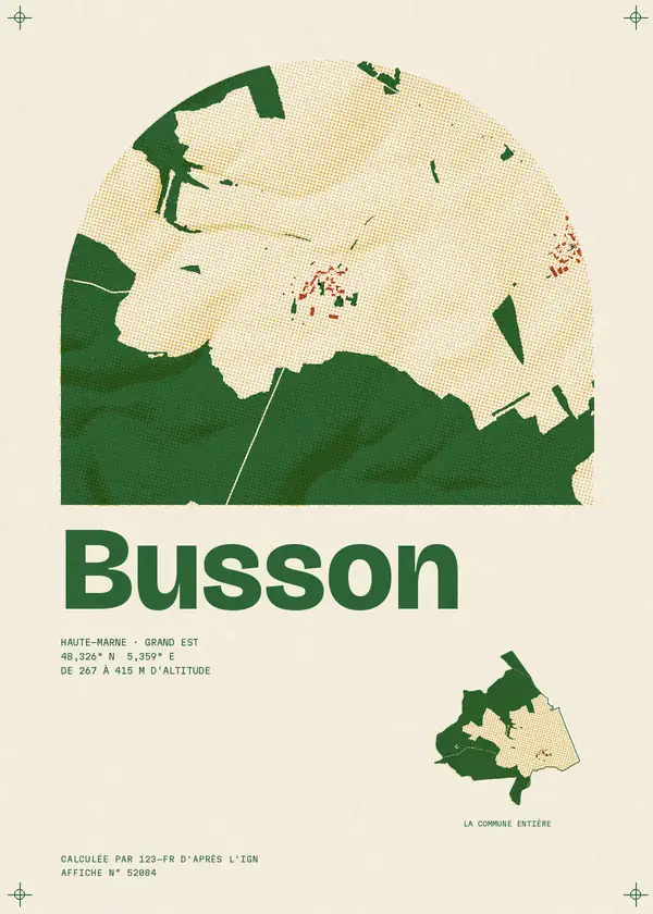 Affiche de Busson, calculée par 123-fr d'après l'IGN