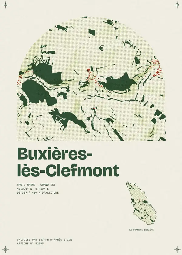 Affiche de Buxières-lès-Clefmont, calculée par 123-fr d'après l'IGN