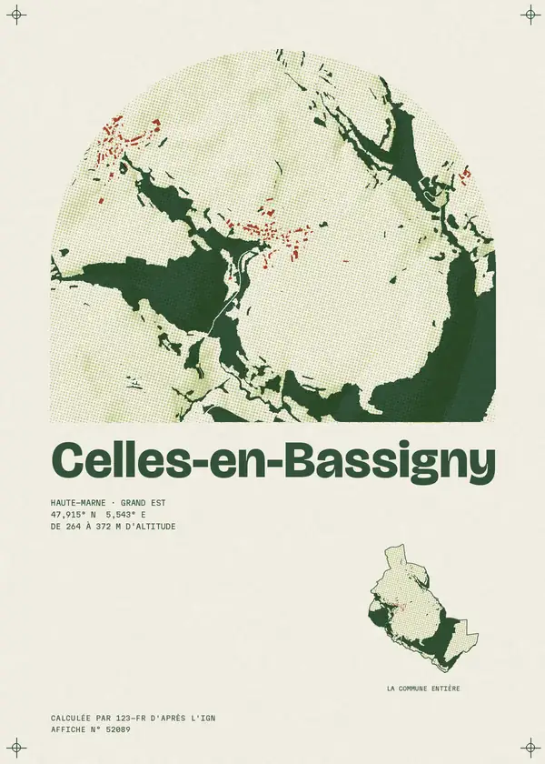 Affiche de Celles-en-Bassigny, calculée par 123-fr d'après l'IGN