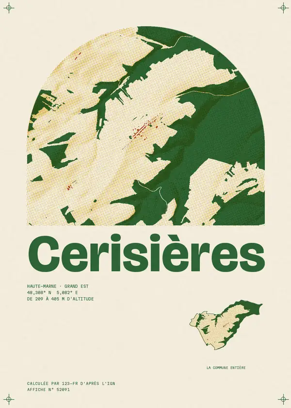 Affiche de Cerisières, calculée par 123-fr d'après l'IGN