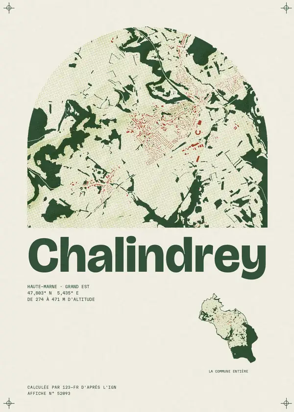 Affiche de Chalindrey, calculée par 123-fr d'après l'IGN