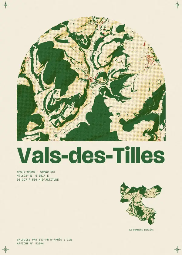 Affiche de Vals-des-Tilles, calculée par 123-fr d'après l'IGN