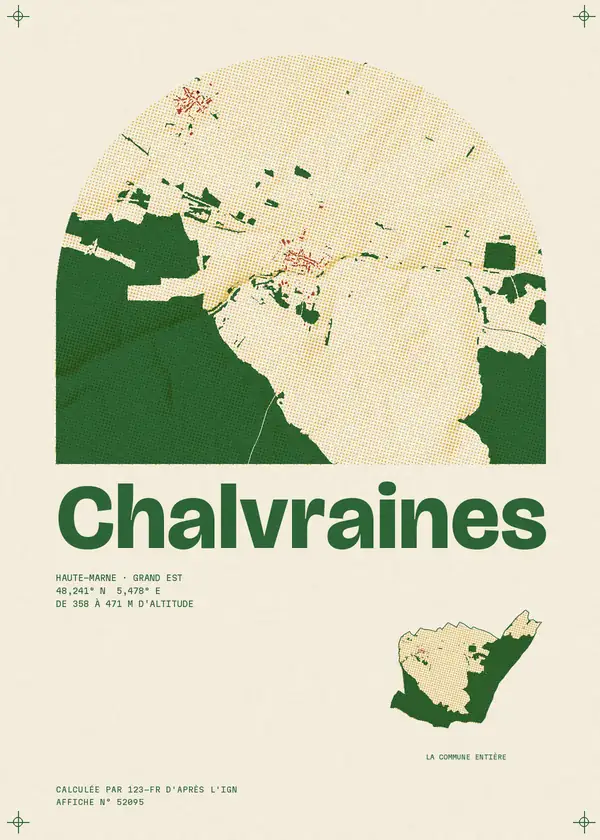 Affiche de Chalvraines, calculée par 123-fr d'après l'IGN