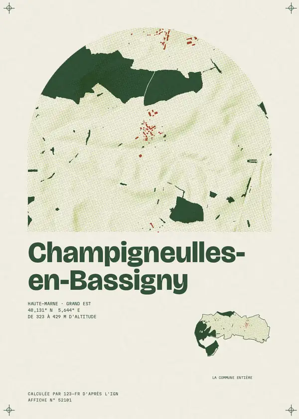Affiche de Champigneulles-en-Bassigny, calculée par 123-fr d'après l'IGN