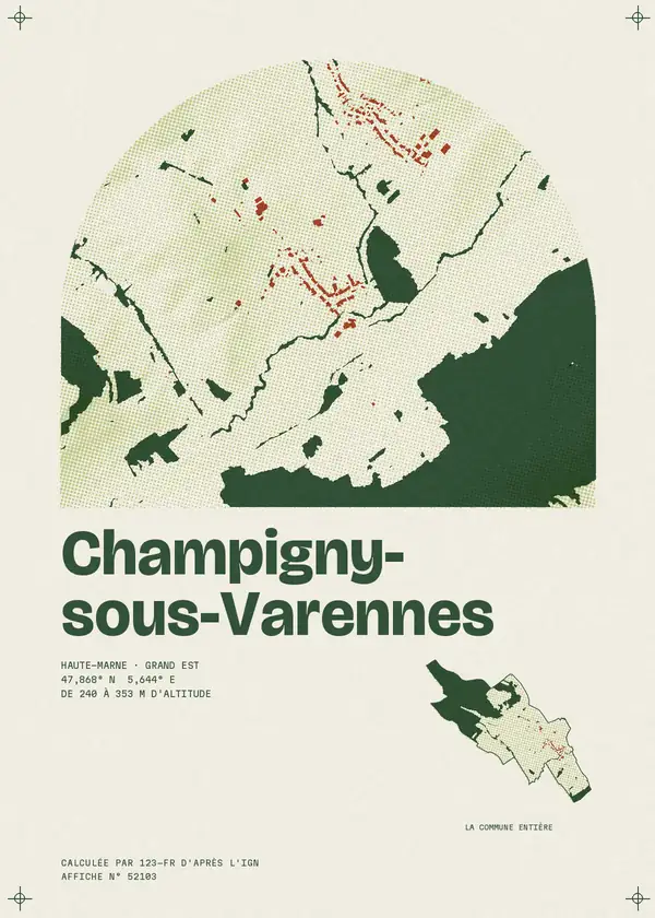 Affiche de Champigny-sous-Varennes, calculée par 123-fr d'après l'IGN