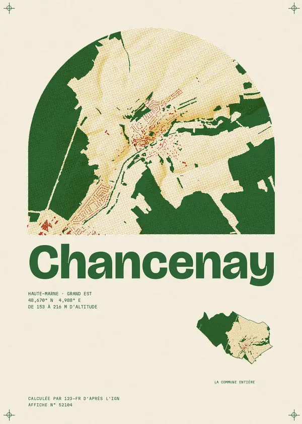 Affiche de Chancenay, calculée par 123-fr d'après l'IGN