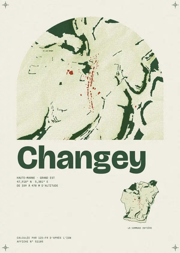 Affiche de Changey, calculée par 123-fr d'après l'IGN