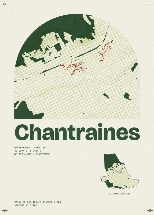 Affiche de Chantraines, calculée par 123-fr d'après l'IGN