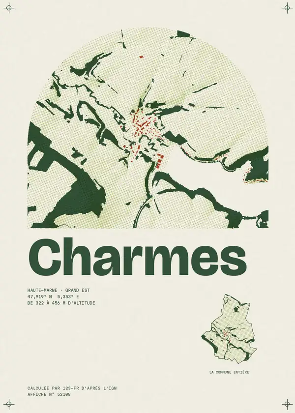Affiche de Charmes, calculée par 123-fr d'après l'IGN