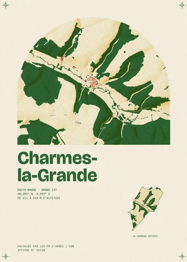 Affiche de Charmes-la-Grande, calculée par 123-fr d'après l'IGN
