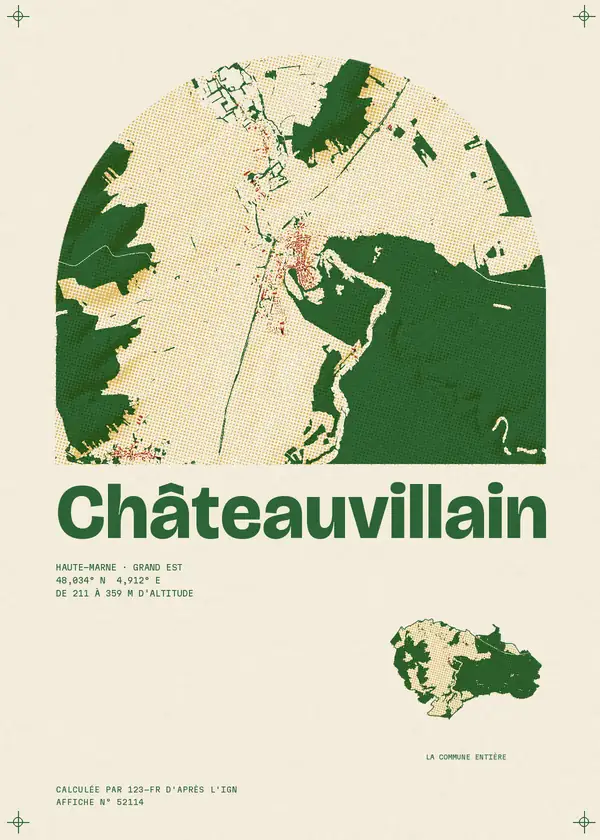 Affiche de Châteauvillain, calculée par 123-fr d'après l'IGN