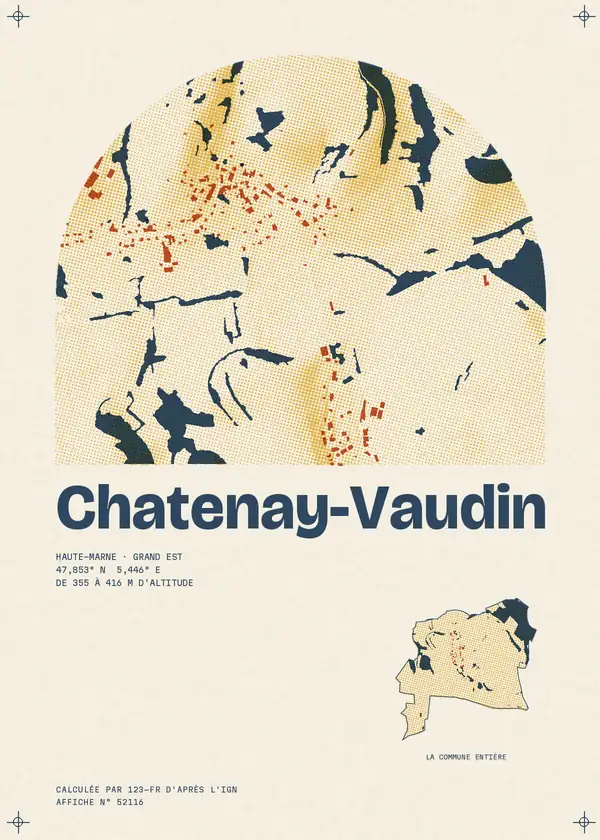 Affiche de Chatenay-Vaudin, calculée par 123-fr d'après l'IGN