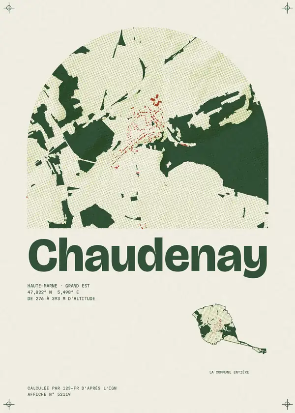 Affiche de Chaudenay, calculée par 123-fr d'après l'IGN