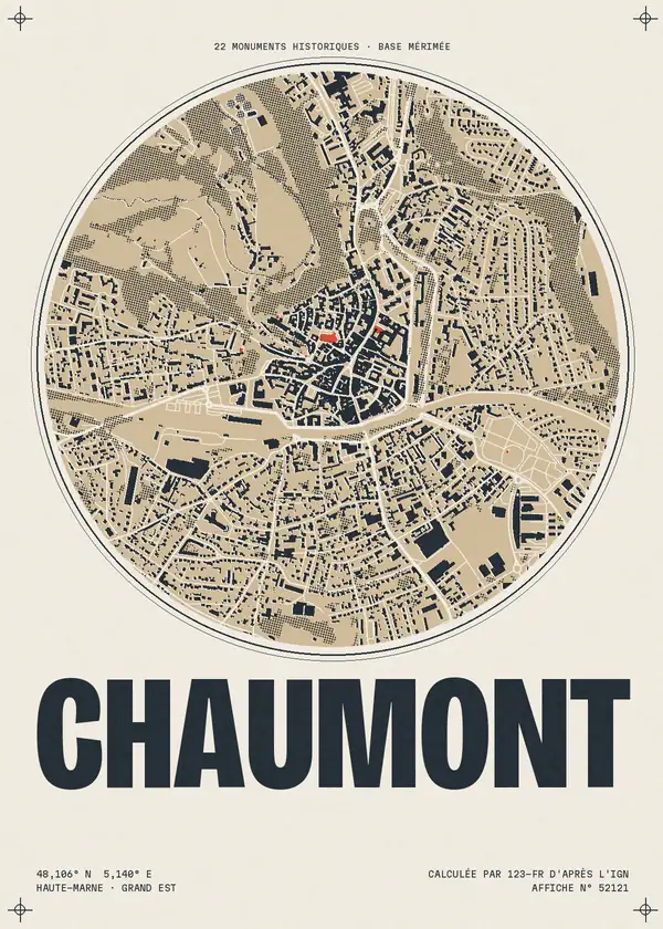 Affiche de Chaumont, calculée par 123-fr d'après l'IGN