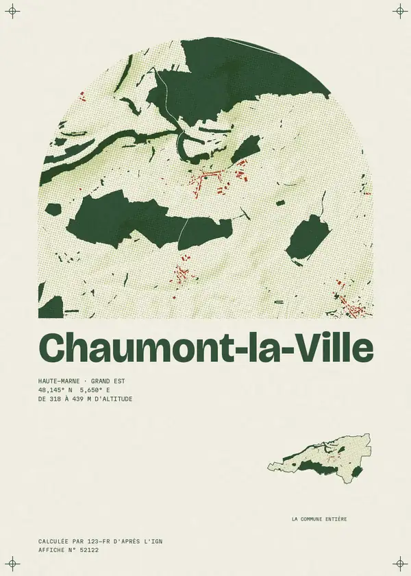 Affiche de Chaumont-la-Ville, calculée par 123-fr d'après l'IGN