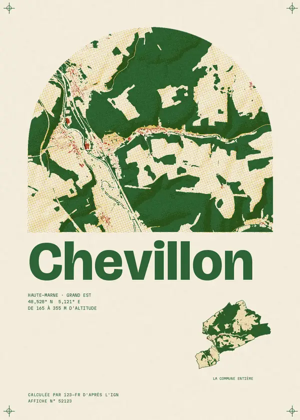Affiche de Chevillon, calculée par 123-fr d'après l'IGN
