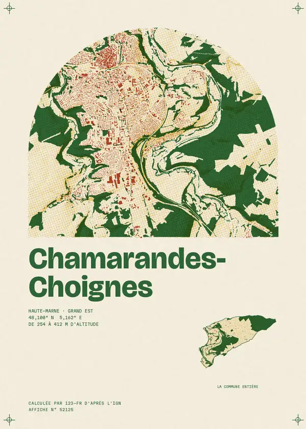 Affiche de Chamarandes-Choignes, calculée par 123-fr d'après l'IGN