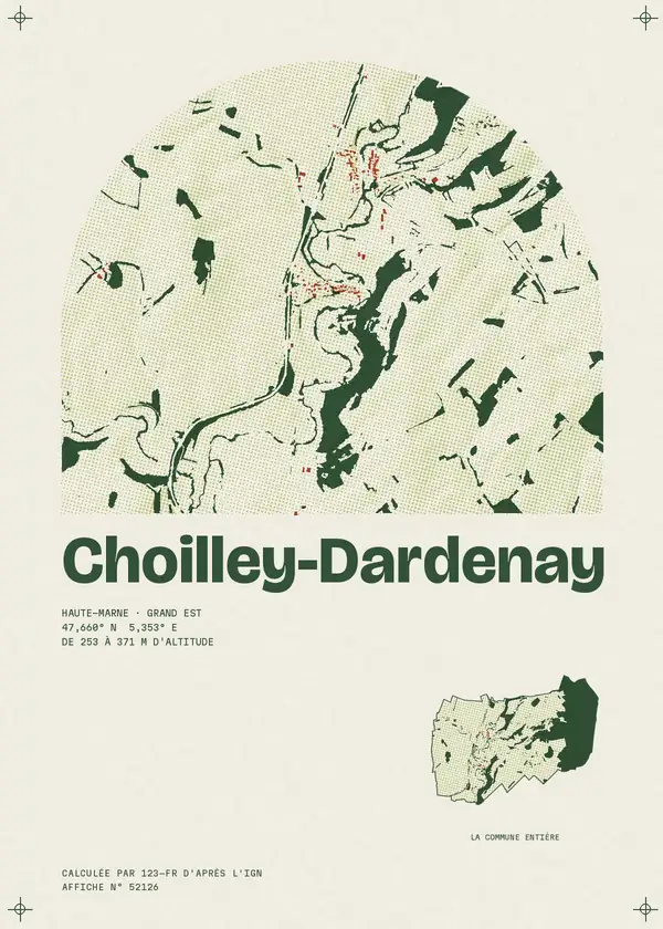 Affiche de Choilley-Dardenay, calculée par 123-fr d'après l'IGN