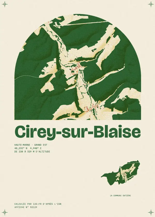 Affiche de Cirey-sur-Blaise, calculée par 123-fr d'après l'IGN