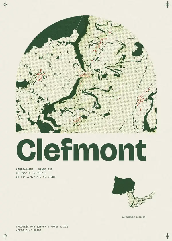 Affiche de Clefmont, calculée par 123-fr d'après l'IGN