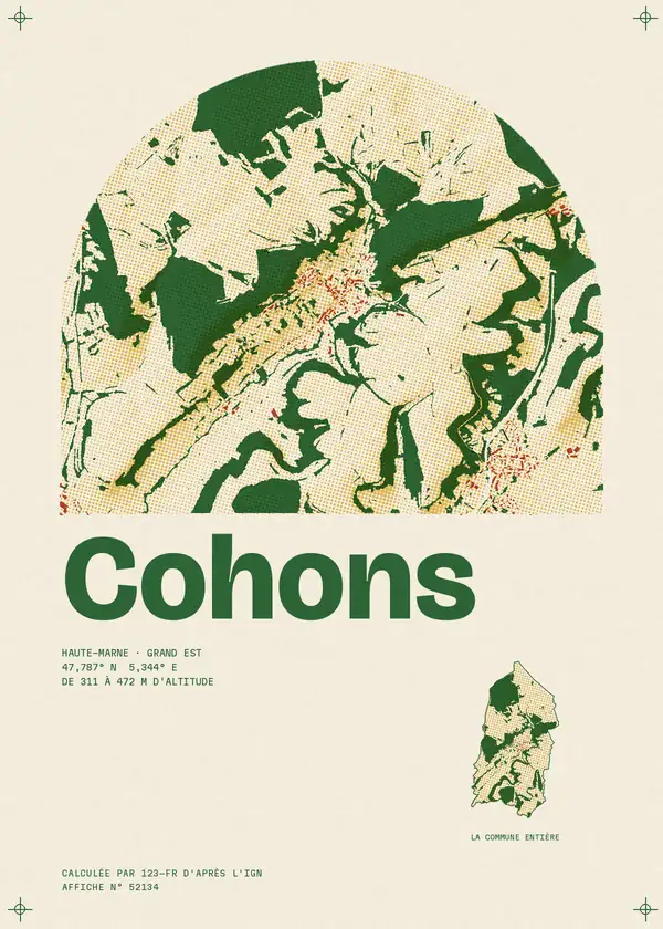 Affiche de Cohons, calculée par 123-fr d'après l'IGN