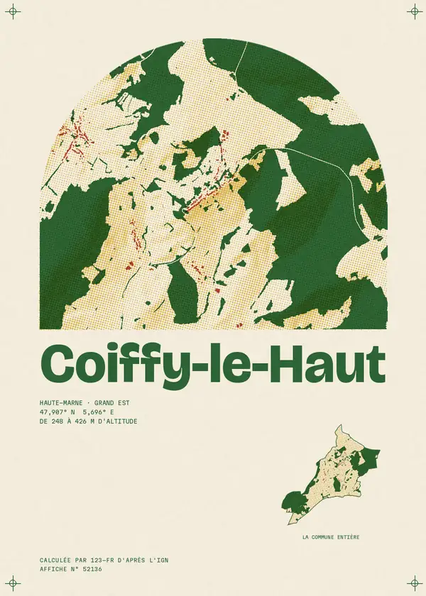 Affiche de Coiffy-le-Haut, calculée par 123-fr d'après l'IGN