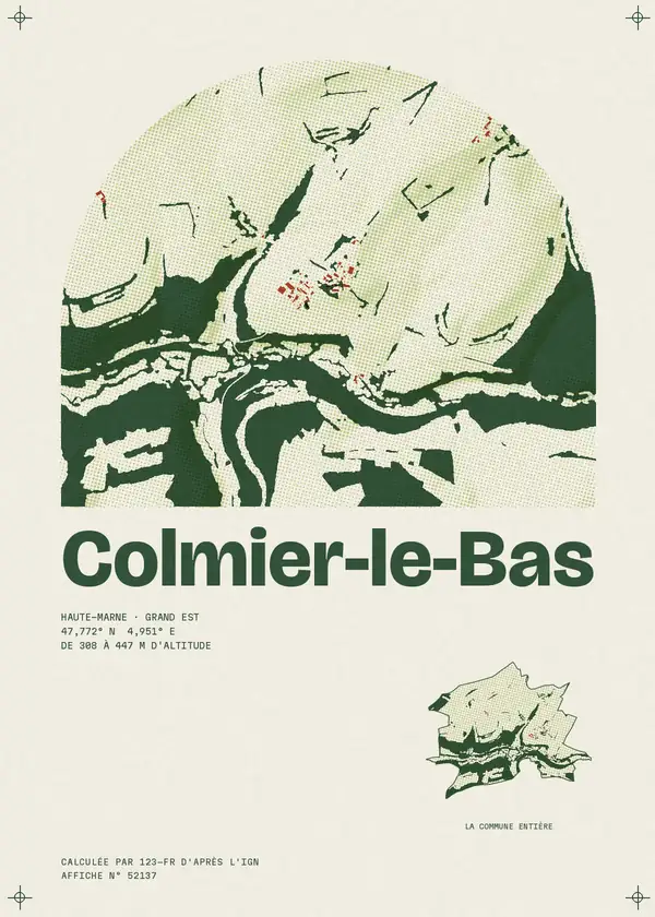 Affiche de Colmier-le-Bas, calculée par 123-fr d'après l'IGN