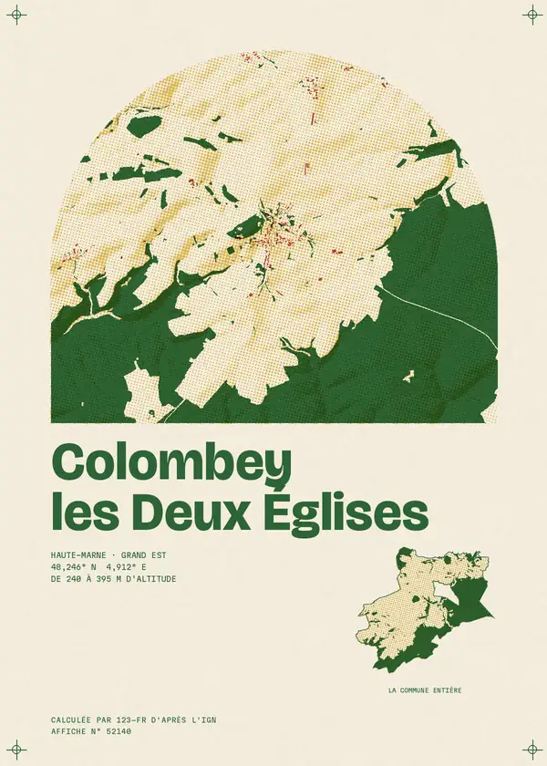 Affiche de Colombey les Deux Églises, calculée par 123-fr d'après l'IGN