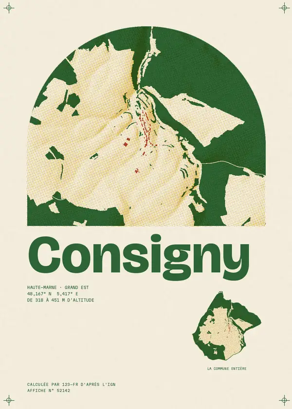 Affiche de Consigny, calculée par 123-fr d'après l'IGN