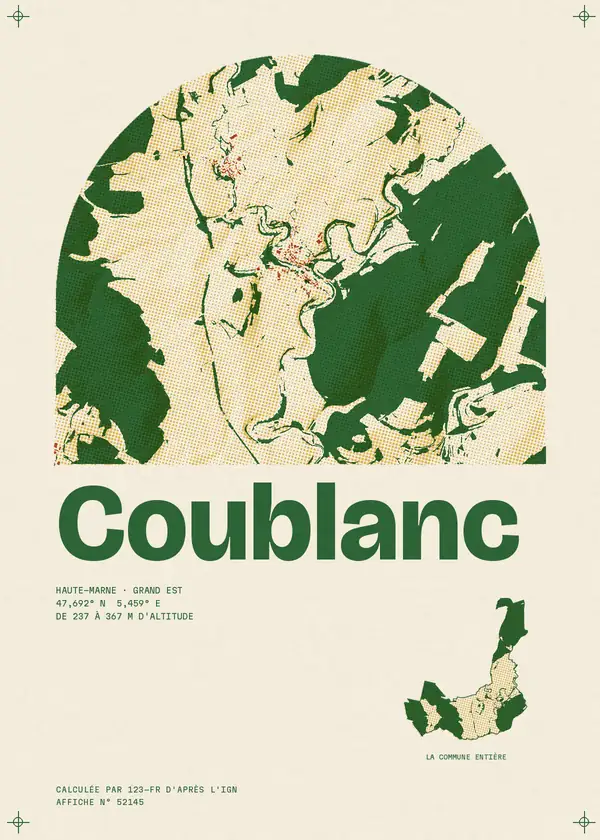 Affiche de Coublanc, calculée par 123-fr d'après l'IGN