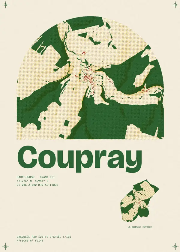 Affiche de Coupray, calculée par 123-fr d'après l'IGN