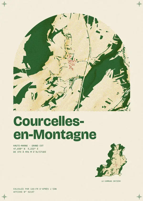 Affiche de Courcelles-en-Montagne, calculée par 123-fr d'après l'IGN