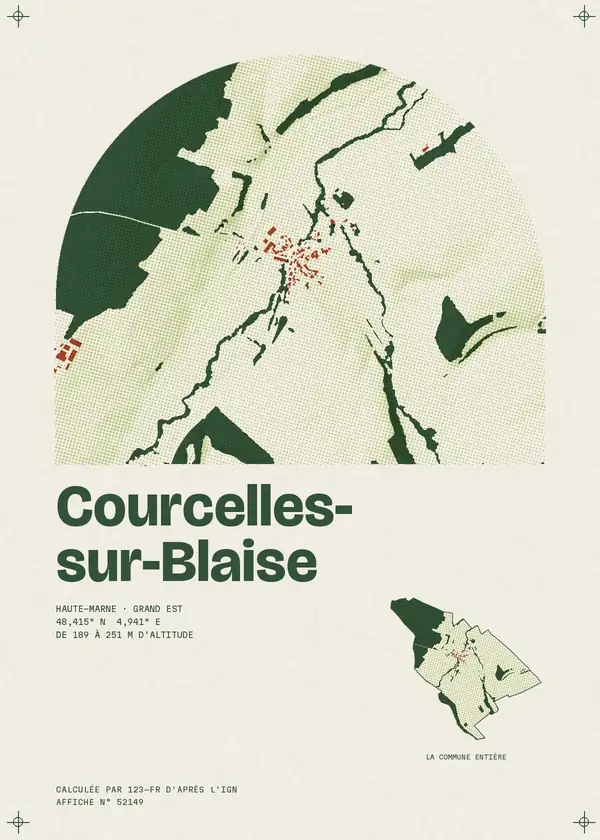 Affiche de Courcelles-sur-Blaise, calculée par 123-fr d'après l'IGN