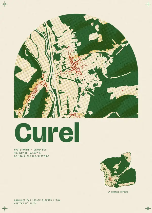 Affiche de Curel, calculée par 123-fr d'après l'IGN