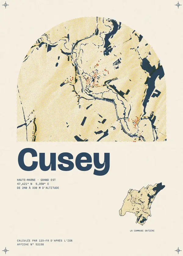 Affiche de Cusey, calculée par 123-fr d'après l'IGN